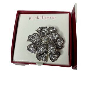 Liz Claiborne Silvertone Sparkly Brooch NIB